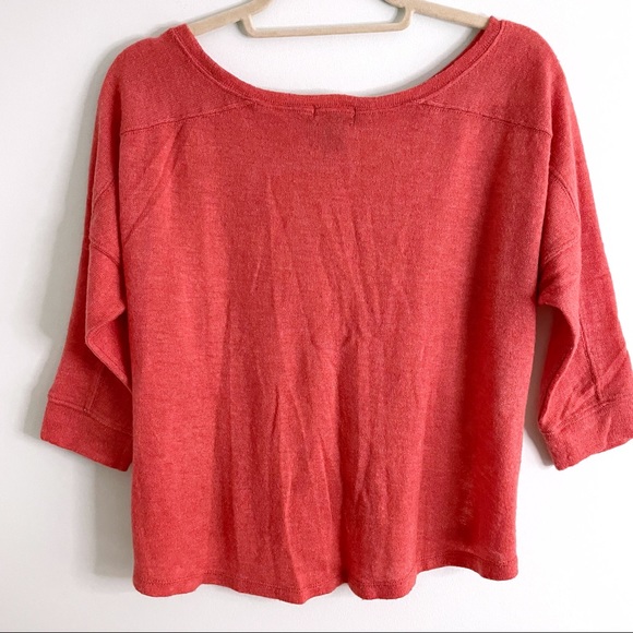 Lace Front Panel Sweater Blouse in Coral Pink w/ Macrame Open Stitch by Wet Seal - Picture 4 of 5